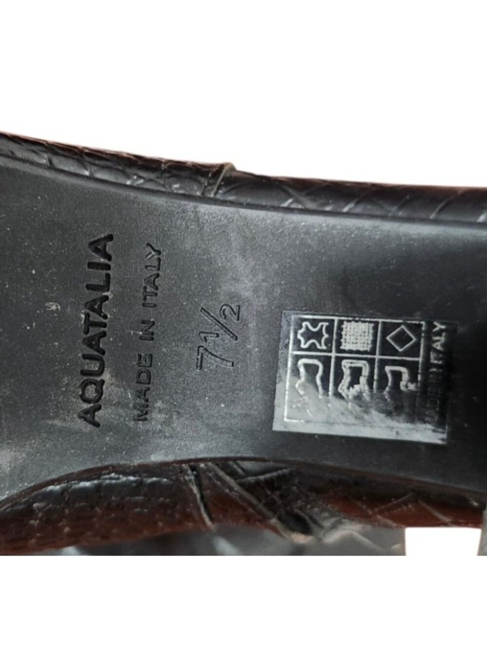 Aquatalia Black Croc Embossed Leather Ankle Boots Women's 7.5 Italy Waterproof - Picture 13 of 15
